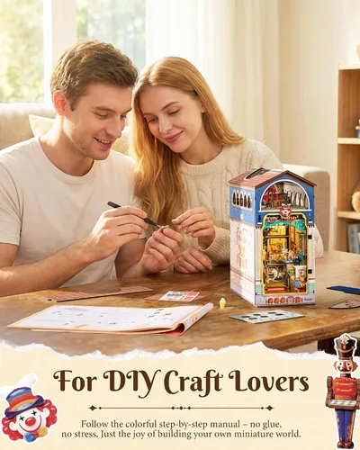 Vista 9 de Rolife Kit de rincón de libros rompecabezas de madera 3D DIY casa