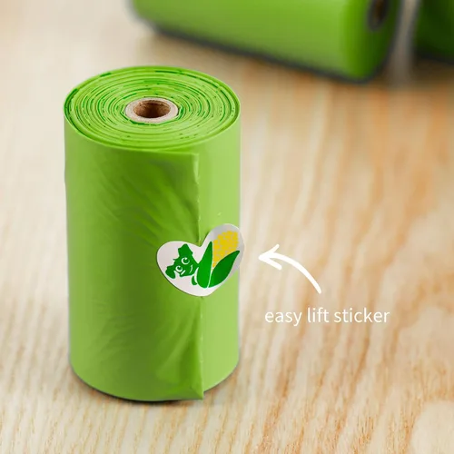 Vista 4 de Pkpoo Bolsas de excremento de perro 100% compostables, extra anchas, bolsas grandes a base de vegetales para perros, bolsas de basura biodegradables