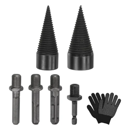 Vista 11 de M METERXITY Paquete de 1 broca divisora de madera de 1.260 in + 4 asas (cuadrada+redonda+vástago hexagonal+hexagonal pequeño) broca divisor de leña