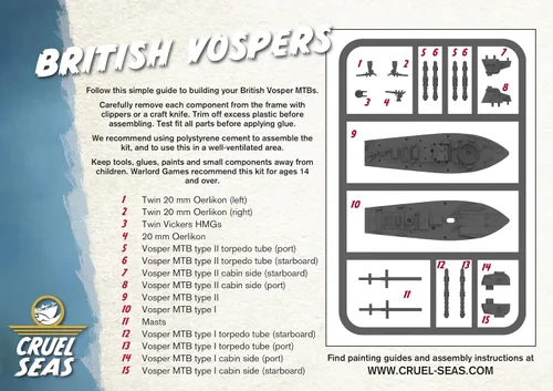 Vista 9 de Cruel Seas Strike Fast, Strike Hard! Cruel Seas Starter Set 1:300 WWII Naval Militar Wargaming Plastic Model Kit 781510001