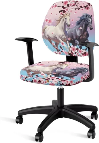 Vista 49 de Funda protectora elástica para silla de oficina con diseño de hongos artísticos, funda giratoria elástica para silla de escritorio, adecuada