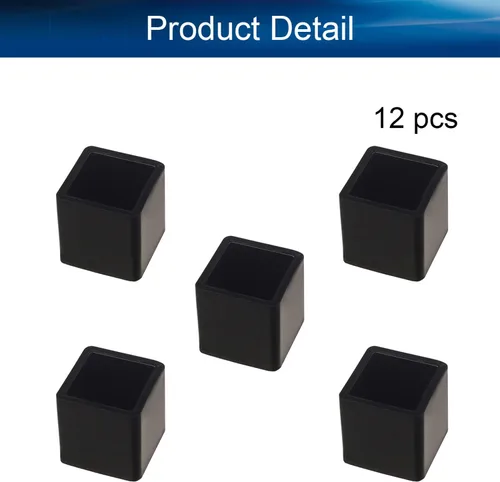 Vista 4 de 12 piezas de 0.79 x 0.79 pulgadas de plástico para pies cuadrados, protector de suelo deslizante para muebles, reduce el ruido, evita arañazos