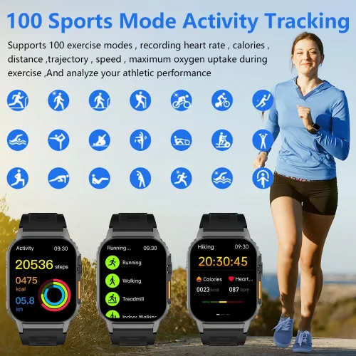 Vista 7 de Reloj inteligente para hombres y mujeres (marcado/respuesta de llamadas), rastreador de actividad con monitor de frecuencia cardíaca/sueño, 100