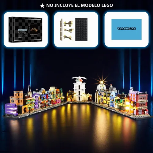 Vista 5 de YEABRICKS Luz LED para el modelo de bloques de construcción del Callejón Diagon de Harry Potter Tiendas de Magia 76444