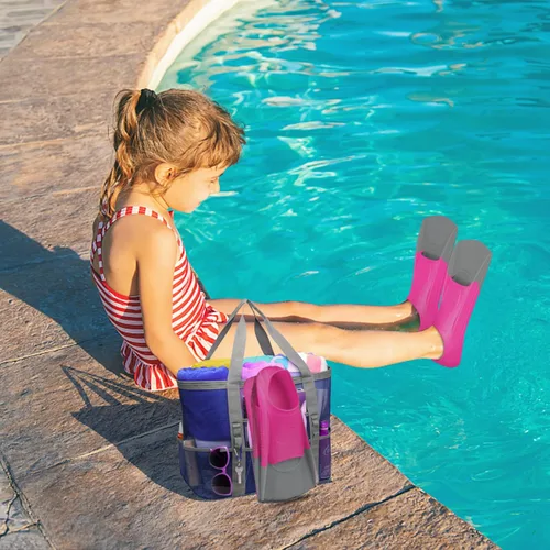 Vista 7 de Gintenco Aletas de natación para niños, aletas de entrenamiento de natación para natación, aletas de tamaño de viaje con bolsa de malla, aletas
