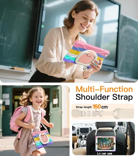 Vista 6 de BATYUE Funda para iPad de 9ª, 8ª y 7ª generación (funda resistente para iPad de 10.2 pulgadas 2021/2020/2019) con protector de pantalla, soporte