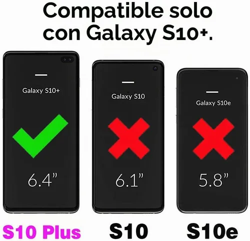 Vista 2 de Funda de teléfono para Samsung Galaxy S10 Plus con protector de pantalla de vidrio templado y tarjetero con soporte para tarjetero, accesorios