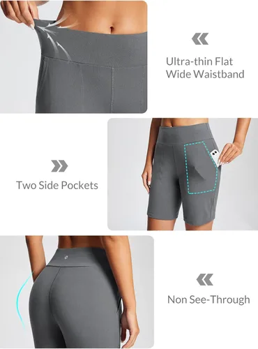 Vista 3 de BALEAF Bermudas de 8 pulgadas para mujer, pantalones cortos deportivos largos de algodón, con control de abdomen, estilo casual, para descansar
