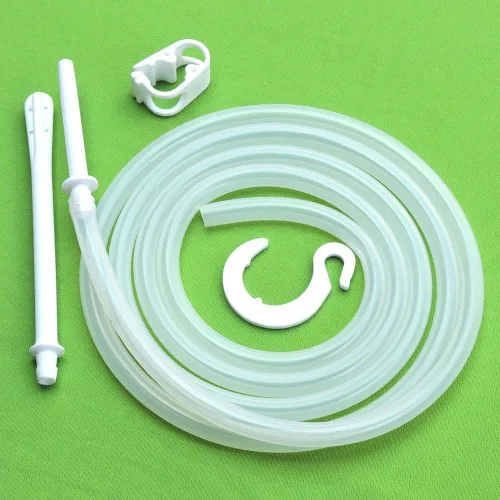 Vista 3 de HealthGoodsIn - Tubo de silicona curado platino con boquilla para lata de enema de acero inoxidable de 2 cuartos y 1.5 cuartos de galón Tubo