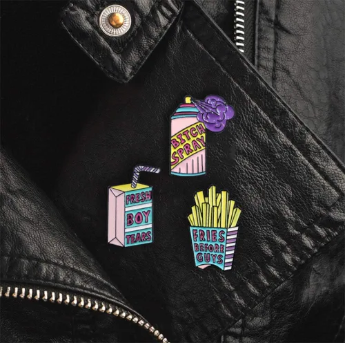 Vista 5 de Flairs New York Insignia de broche de solapa esmaltada con temática floral y Foodies