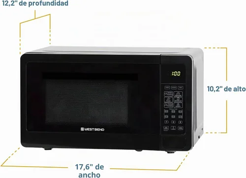 Vista 6 de West Bend Horno microondas compacto de 700 vatios con 6 ajustes de cocción preestablecidos, descongelación rápida, panel de control electrónico