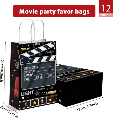 Vista 2 de 12 Bolsas de Fiesta de Noche de Cine Ahora en Exhibición Bolsas de Regalo de Fiesta Bolsas de Golosinas de Teatro de Cine Bolsas de Dulces para Baby