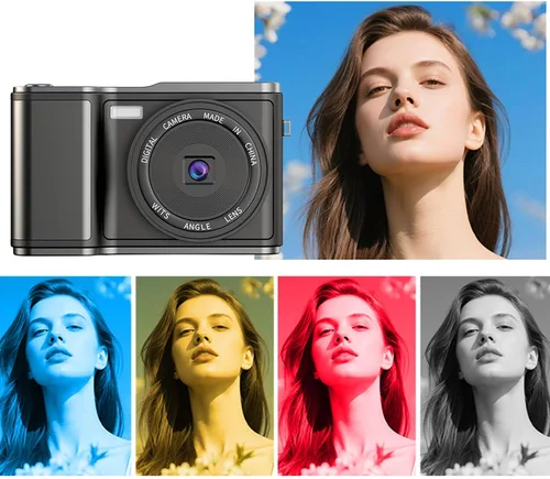 Vista 7 de PUSOKEI 4K Digital Camera for Photography, 48MP Vlogging Camera with 3" 180 Flip Screen, 18X Digital Zoom, Auto Focus, Anti Shake, Filter, Compact
