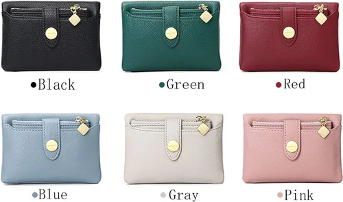 Vista 8 de PofeeXIO Carteras para mujer con funda de tarjeta extraíble, monedero compacto plegable pequeño para mujer, billetera RFID para mujer, billetera