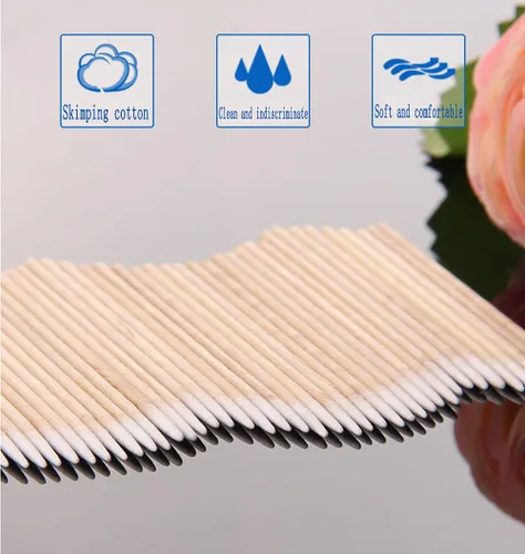 Vista 5 de GSA 1500 hisopos de algodón microblading, punta puntiaguda, hisopos de algodón, palitos de madera, aplicador de punta de algodón, suministros