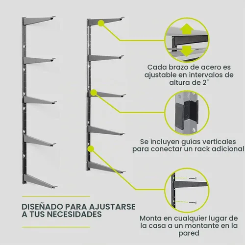 Vista 5 de Delta Estante de almacenamiento de madera y madera resistente, soporta hasta 480 libras, estante montado fácil de instalar con construcción de acero