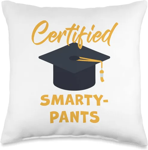 Vista 4 de Funny Graduation & Class Humor Certified Smarty-Pants – Student Teacher School Graduation Throw Pillow, 18x18, Multicolor