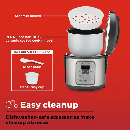 Vista 5 de Instant Pot Zest - Arrocera de 8 Tazas One Touch, de los Fabricantes de Instant Pot, Vaporizador, Cocina Arroz, Granos, Quinoa y Avena, 8 tazas