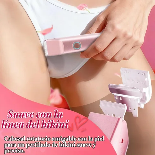 Vista 2 de Recortadora de bikini para mujer – Maquinilla de afeitar eléctrica de doble cabeza, IP67 impermeable USB-C recargable para línea de bikini, axilas