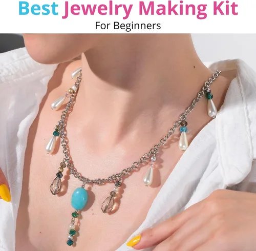 Vista 4 de Modda Kit Deluxe de Fabricación de Joyas con Curso en Video, Incluye Instrucciones, Abalorios, Elaboración de Collar, Pulsera, Aretes, Manualidades