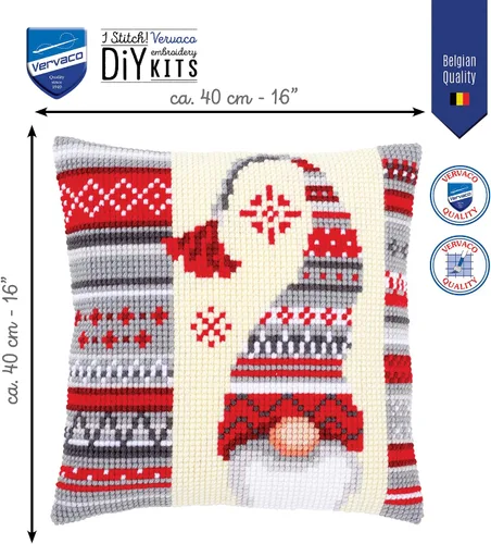 Vista 2 de Vervaco Kit de cojín de punto de cruz Elfo de Navidad 2 16" x 16