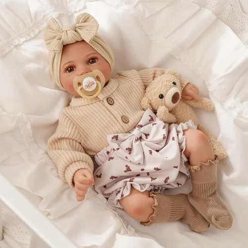 Vista 7 de BABESIDE Muñecas de bebé Reborn Sunny - Muñeca de bebé realista de vinilo suave de 17 pulgadas con pose sonriente, muñecas de bebé de la vida real