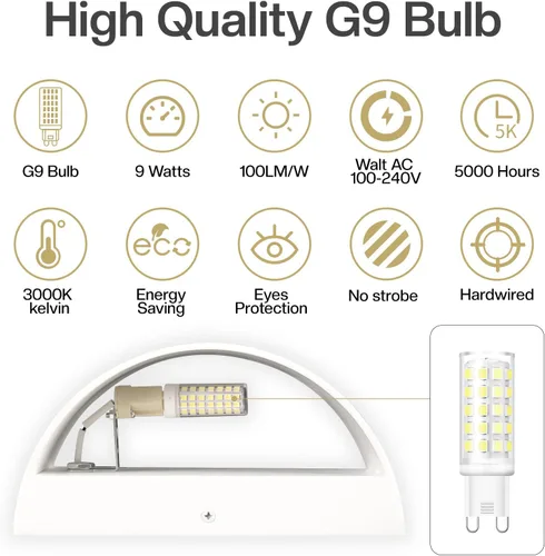 Vista 2 de Moderno aplique de pared LED con cable blanco para interiores, iluminación de pared arriba y abajo, para sala de estar, dormitorio, pasillo