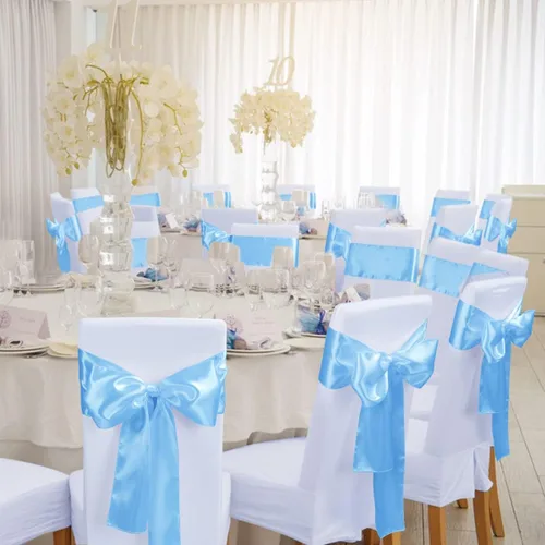 Vista 7 de Babenest Bandas de satén para silla, 50 lazos mejorados para silla, lazos para bodas, banquetes, fiestas, Pascua, Navidad, baby shower, decoración