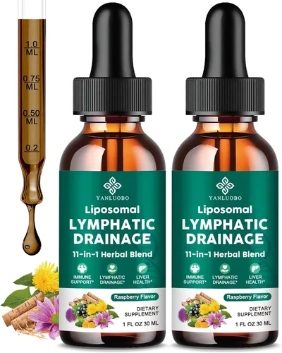 Gotas de Drenaje Linfático - Suplemento Linfático 11 en 1 para el Sistema Inmune, Sistema Linfático y Desintoxicación del Hígado - con Equinácea,