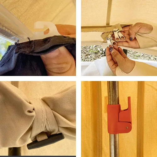 Vista 6 de Tienda de campaña grande impermeable de 4 estaciones de lona de algodón Glamping Yurt con agujero de gato de estufa para 6-8 personas Camping Caza