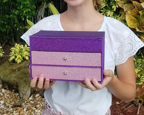 Vista 2 de Sparkle Glamour Joyero Organizador (morado con cajones rosados)