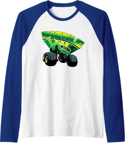 Vista 8 de Blaze and the Monster Machines Camiseta de béisbol raglán Pickle Badge, Negro, S