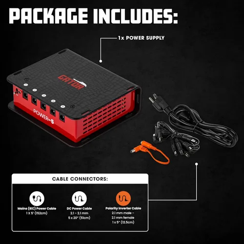 Vista 2 de Gator Estuche para Pedal de Efectos de Guitarra con Alimentación de 5 Salidas Aisladas: 5 x 9V CC @ 120mA Corriente de Salida Máxima: 600mA