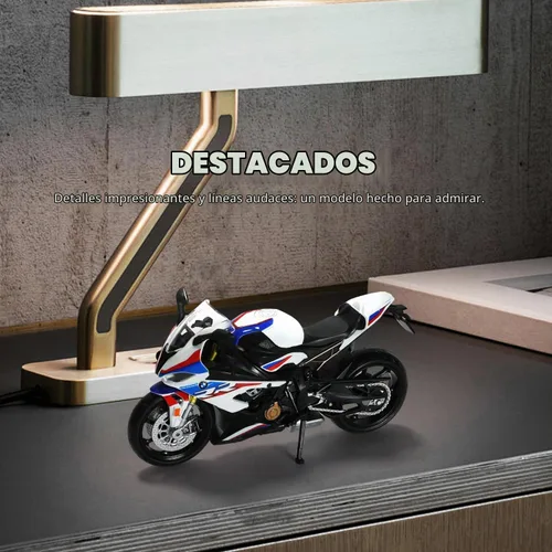 Vista 10 de 1:12 Modelo de motocicleta de juguete compatible con BMW S1000RR blanco MD004-blanco