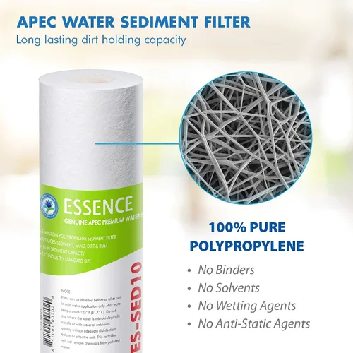Vista 3 de APEC Water Systems FI-ES-SED10 - Filtro de repuesto de sedimentos de 10 pulgadas de etapa 1 de 5 micrones para sistema debajo del fregadero