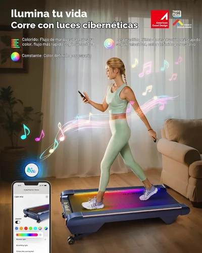 Vista 6 de UREVO CyberPad Smart Walking Pad with 14% Incline, Under Desk Treadmill for Home Use, Extended Walking Surface, LED Remote, Speed-Responsive