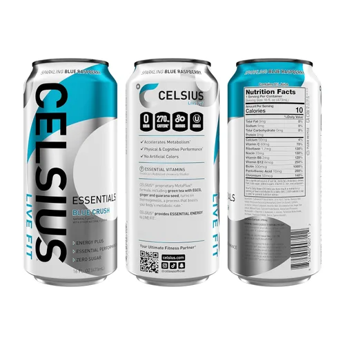 Vista 3 de CELSIUS ESSENTIALS™ Sparkling Blue Crush, bebida energética de rendimiento sin azúcar, 16 onzas líquidas (paquete de 12)
