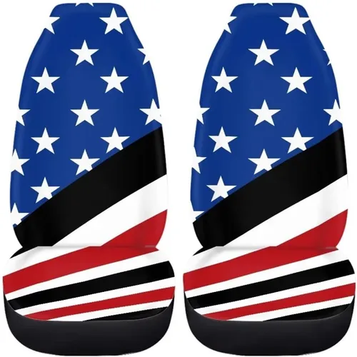 Vista 5 de Fundas de asiento de coche con estampado de bandera estadounidense, fundas cómodas para asientos de automóvil, duraderas, ajuste universal