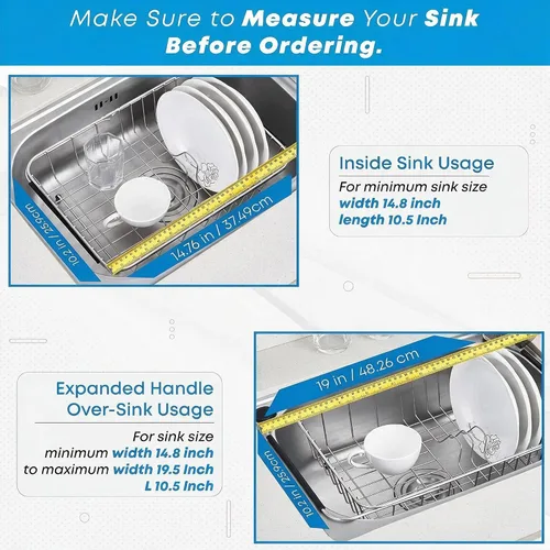 Vista 4 de KESOL - Escurridor de platos compacto expandible sobre el fregadero, pequeño estante de cocina