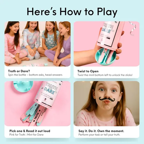 Vista 3 de HAPPY LOLLI Juego de Verdad o Reto – Divertido Regalo para Niñas Tween y Adolescentes de 10 años en Adelante – Juego de Fiesta y Diversión Familiar
