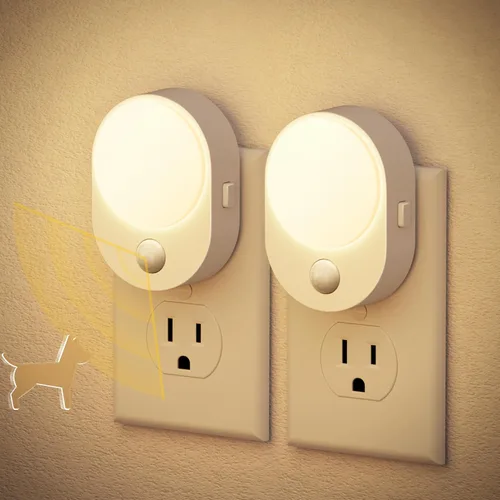 Vista 25 de JandCase Luz nocturna, luces nocturnas automáticas enchufables a la pared, paquete de 2 luces nocturnas modernas con sensor de luz automática, luz