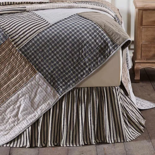Vista 4 de VHC Brands Ashmont - Accesorio de ropa de cama de algodón con retazos de sirsaca prelavada, costuras inversas, colcha de 70 x 90 pulgadas