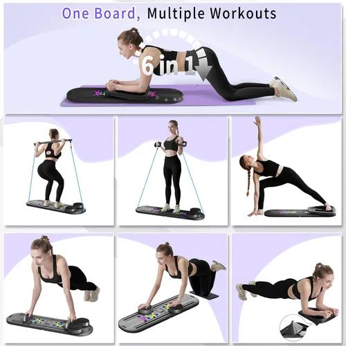 Vista 3 de Tabla de Pilates, Juego de Reformador de Pilates Plegable para Entrenamiento en Casa con Temporizador, Equipo de Pilates Reformador Portátil