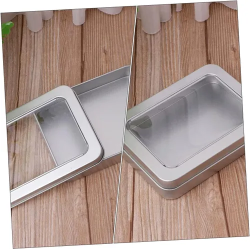 Vista 4 de UKCOCO Caja de almacenamiento USB, 4 unidades de caja vacía de metal para pulgar, caja de lata rectangular con tapa, tarro de almacenamiento