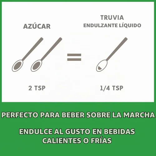 Vista 5 de Truvia Edulcorante líquido de stevia, caramelo, botella de 2.7 onzas líquidas Caramel flavor; water, stevia & natural flavor; 67 servings; 1/4 tsp