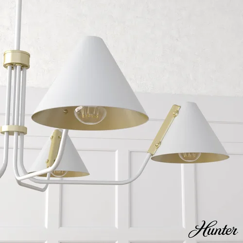 Vista 2 de Hunter - Lámpara de araña Grove Isle de 5 luces, color blanco mate, estilo moderno, regulable, extra grande para dormitorios, cocinas, comedor, Mate