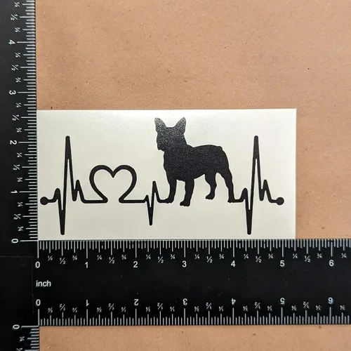 Vista 7 de Frenchie Decals Paquete de 4: corazones de perro francés detallados y calcomanías de perro toro (3.5 pulgadas, negro)