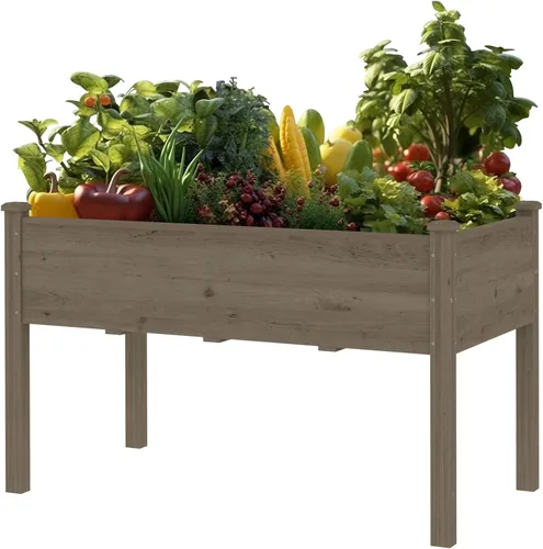 Vista 10 de MUPATER Cama de jardín elevada de 6 x 1.8 pies, maceta elevada de cedro con 8 agujeros de drenaje, espacio para macetas de 6.8 pies cúbicos, camas