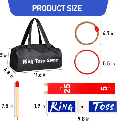 Vista 4 de Juegos de juguetes para interiores y exteriores, juego de lanzamiento de anillos de madera grandes mejorados para niños, juegos de césped al aire