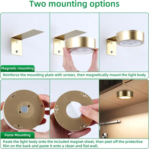 Vista 5 de Paquete de 2 luces inalámbricas para cuadros de pared, luz para cuadros recargable que funciona con batería con control remoto, luz regulable
